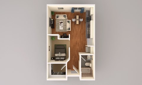 Floor plan for studio, 1 bath, 560 sqft